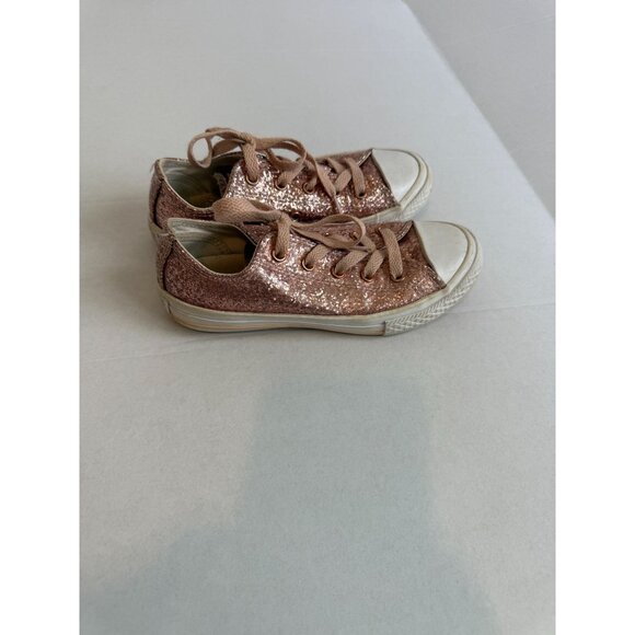 Converse Chuck Taylor All Star Low Top Rose Gold Glitter Sneakers Kids 13.5 - Picture 2 of 6